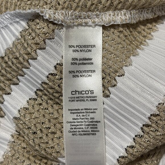 Chico’s Travelers 2 Pc Set Jacket & Tank Beige‎ White Striped Size 0 & 1 / Small - Picture 12 of 13